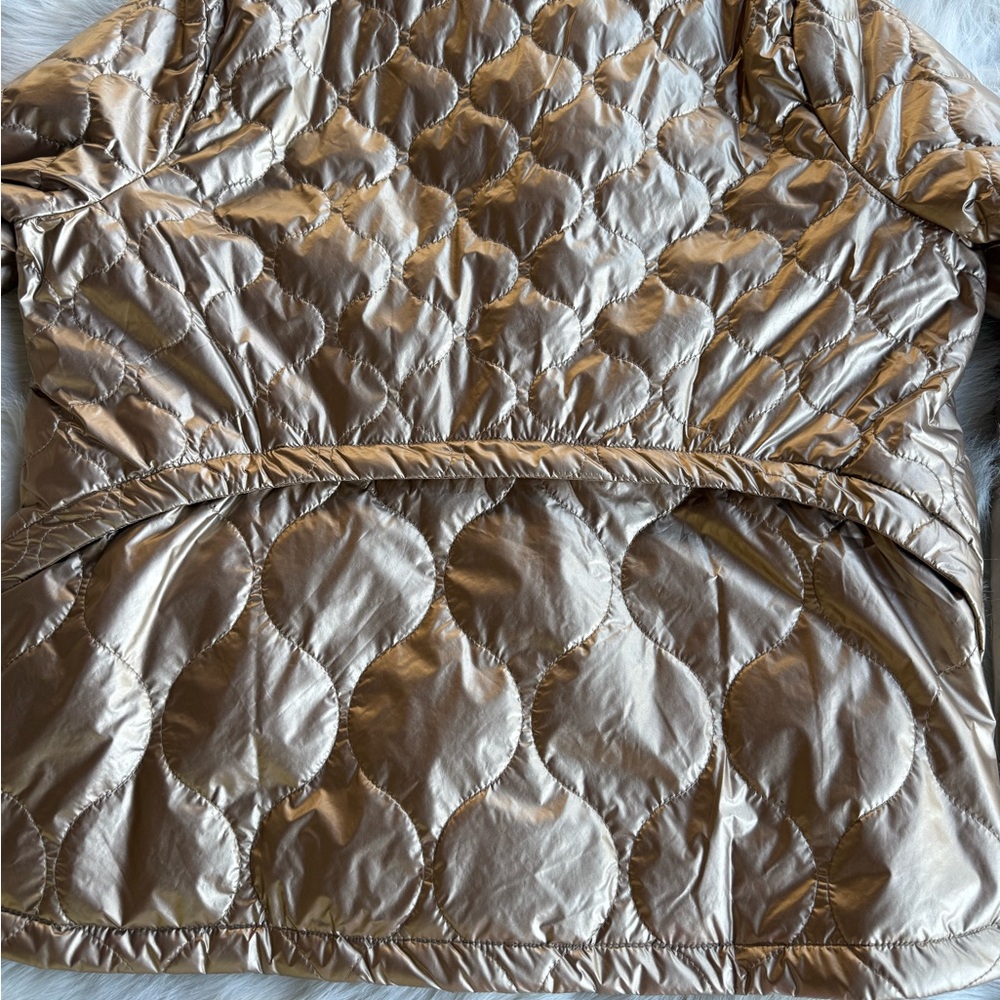 NWT Umgee Puffer Jacket Metallic matte gold pockets lined holiday zipper S M - Picture 17 of 17